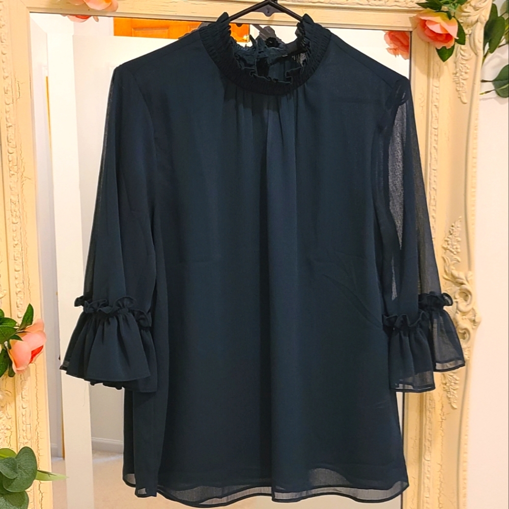 Ann Taylor - forest green blouse